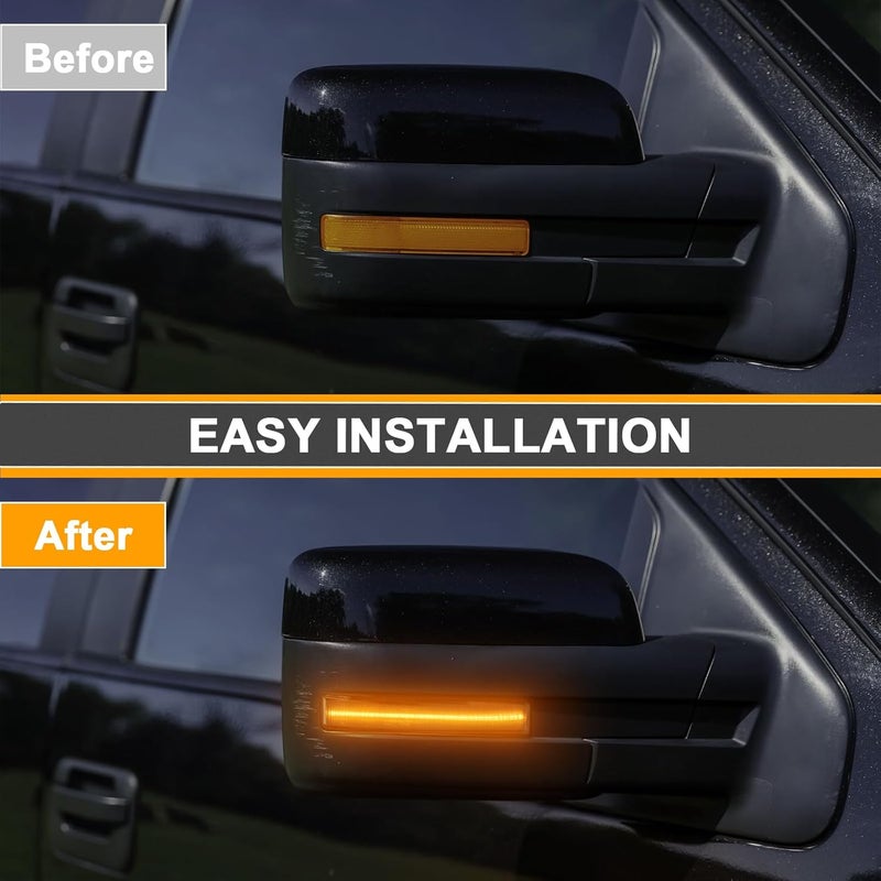 Aexploer Side Mirror Turn Signal Lights LED Assembly Compatible with F150 2009-2014/for Mark LT 2010-2014,Blink Turn Marker Lamp Dynmaic Sequential (Smoked Len Switchback Amber Yellow Light) - Image 2